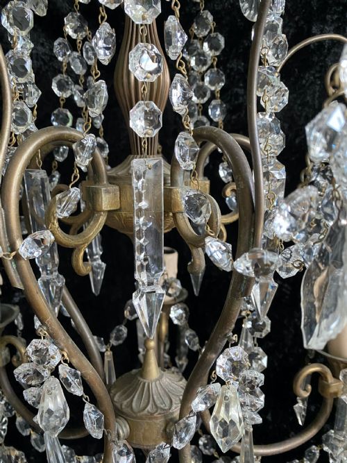 FIVE LIGHT DARK FRAMED PRETTY ITALIAN CHANDELIER - ADDITIONAL PHOTO 5