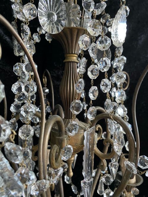 FIVE LIGHT DARK FRAMED PRETTY ITALIAN CHANDELIER - ADDITIONAL PHOTO 6