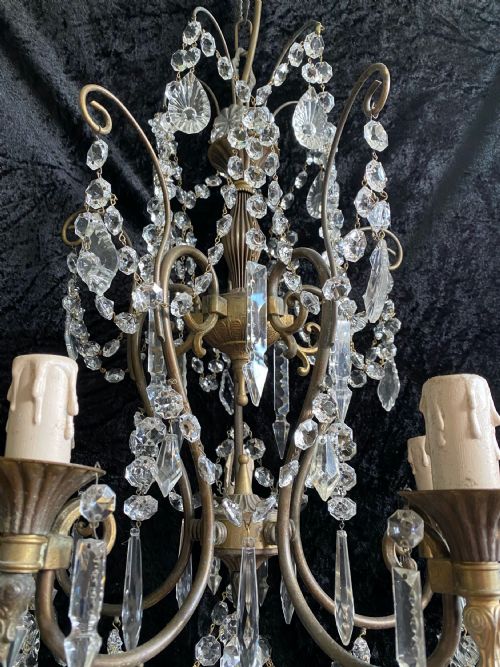 FIVE LIGHT DARK FRAMED PRETTY ITALIAN CHANDELIER - ADDITIONAL PHOTO 8