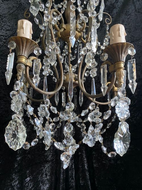 FIVE LIGHT DARK FRAMED PRETTY ITALIAN CHANDELIER - ADDITIONAL PHOTO 11
