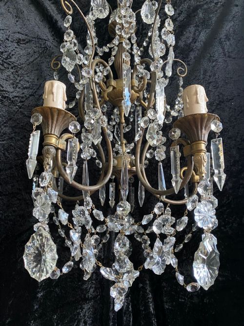 FIVE LIGHT DARK FRAMED PRETTY ITALIAN CHANDELIER - ADDITIONAL PHOTO 12