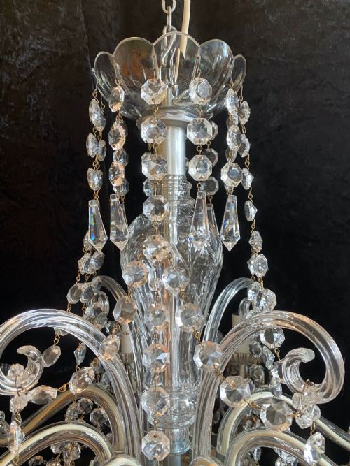 AN EIGHT LIGHT ALL GLASS ENGLISH ANTIQUE CHANDELIER - ADDITIONAL PHOTO 3