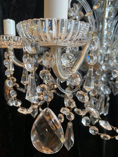 AN EIGHT LIGHT ALL GLASS ENGLISH ANTIQUE CHANDELIER - ADDITIONAL PHOTO 13
