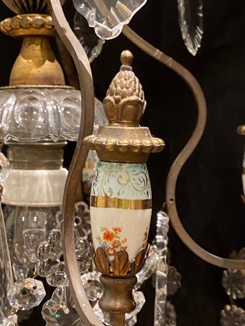 A ONE LIGHT ANTIQUE ITALIAN CAGE CHANDELIER - ADDITIONAL PHOTO 2