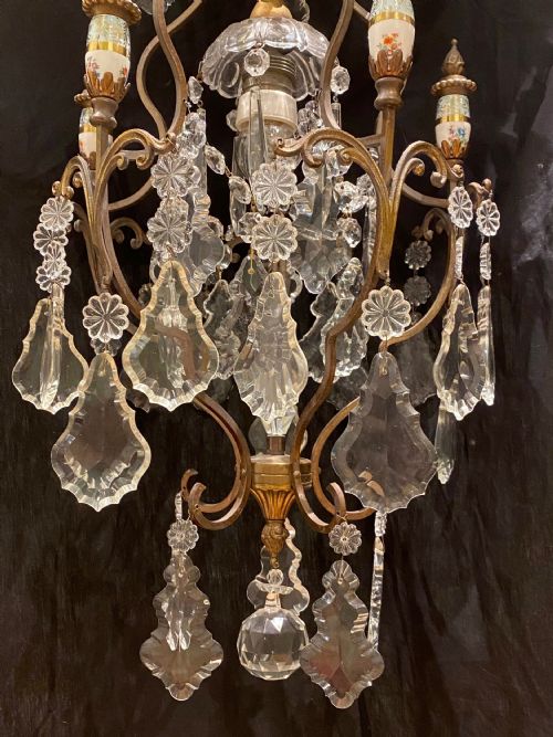 A ONE LIGHT ANTIQUE ITALIAN CAGE CHANDELIER - ADDITIONAL PHOTO 5