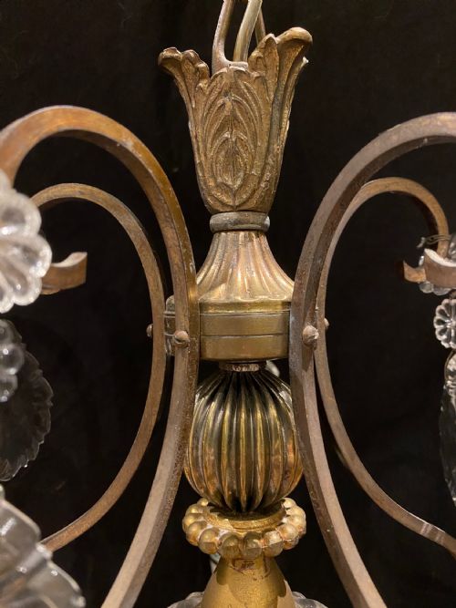 A ONE LIGHT ANTIQUE ITALIAN CAGE CHANDELIER - ADDITIONAL PHOTO 7