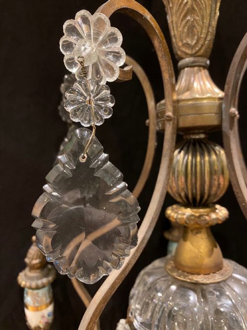 A ONE LIGHT ANTIQUE ITALIAN CAGE CHANDELIER - ADDITIONAL PHOTO 8