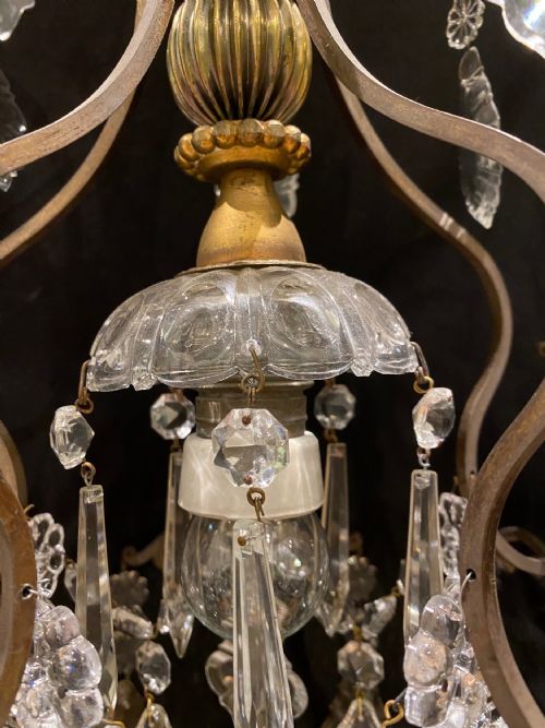 A ONE LIGHT ANTIQUE ITALIAN CAGE CHANDELIER - ADDITIONAL PHOTO 9