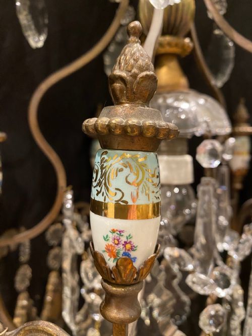 A ONE LIGHT ANTIQUE ITALIAN CAGE CHANDELIER - ADDITIONAL PHOTO 10