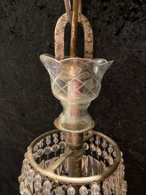 A PAIR OF FRENCH TENT AND WATERFALL ANTIQUE CHANDELIERS - ADDITIONAL PHOTO 1