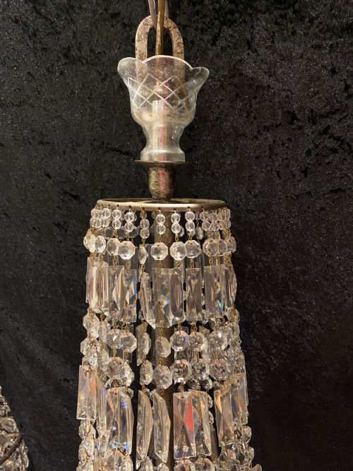 A PAIR OF FRENCH TENT AND WATERFALL ANTIQUE CHANDELIERS - ADDITIONAL PHOTO 2