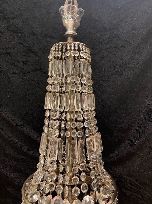 A PAIR OF FRENCH TENT AND WATERFALL ANTIQUE CHANDELIERS - ADDITIONAL PHOTO 3