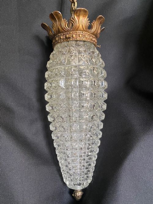 A PAIR OF FRENCH ANTIQUE CUT GLASS HALL LANTERNS - ADDITIONAL PHOTO 2