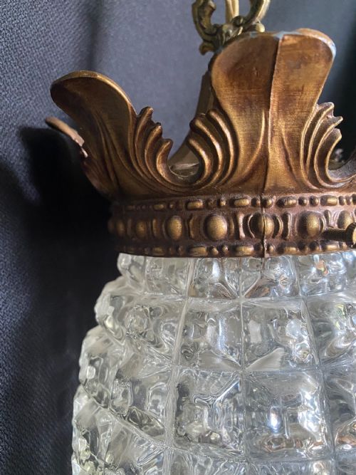 A PAIR OF FRENCH ANTIQUE CUT GLASS HALL LANTERNS - ADDITIONAL PHOTO 3