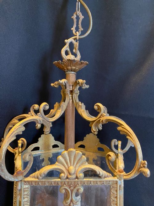 ORNATE FRENCH BRASS ANTIQUE LANTERN - ADDITIONAL PHOTO 14