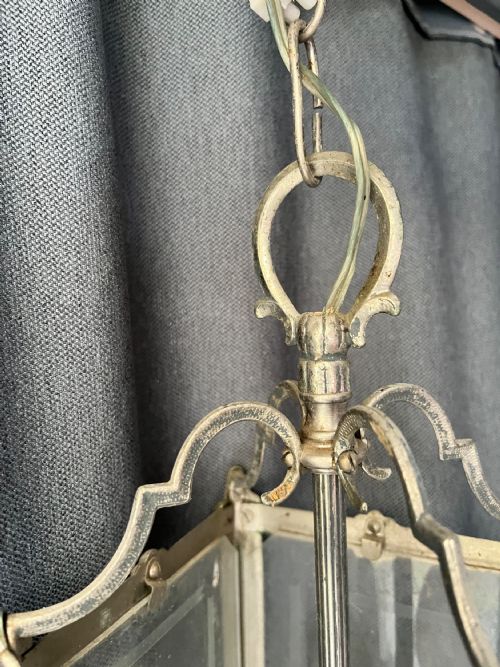 TWO LIGHT FRENCH SQUARE ANTIQUE LANTERN C1920 - ADDITIONAL PHOTO 2