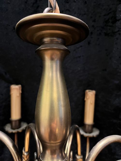 A DUTCH ANTIQUE EIGHT LIGHT PENDANT CHANDELIER C1920 - ADDITIONAL PHOTO 3