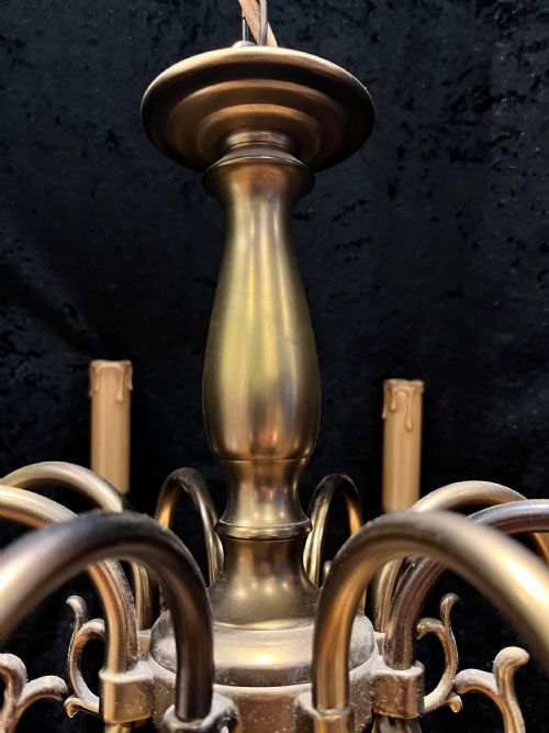 A DUTCH ANTIQUE EIGHT LIGHT PENDANT CHANDELIER C1920 - ADDITIONAL PHOTO 4