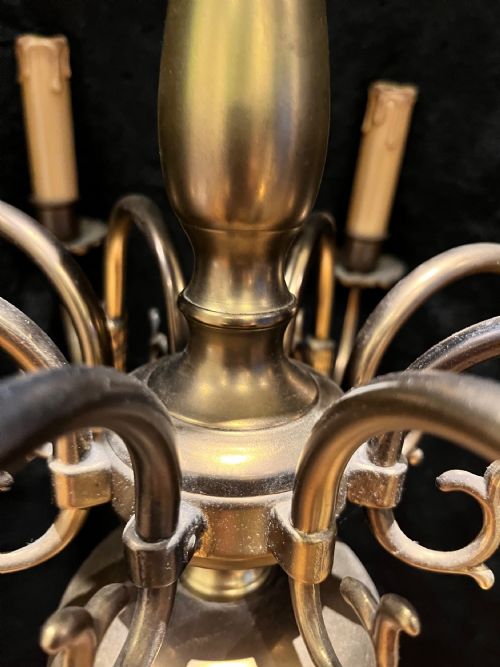 A DUTCH ANTIQUE EIGHT LIGHT PENDANT CHANDELIER C1920 - ADDITIONAL PHOTO 5