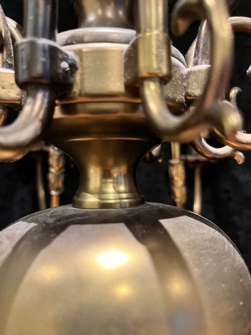 A DUTCH ANTIQUE EIGHT LIGHT PENDANT CHANDELIER C1920 - ADDITIONAL PHOTO 7