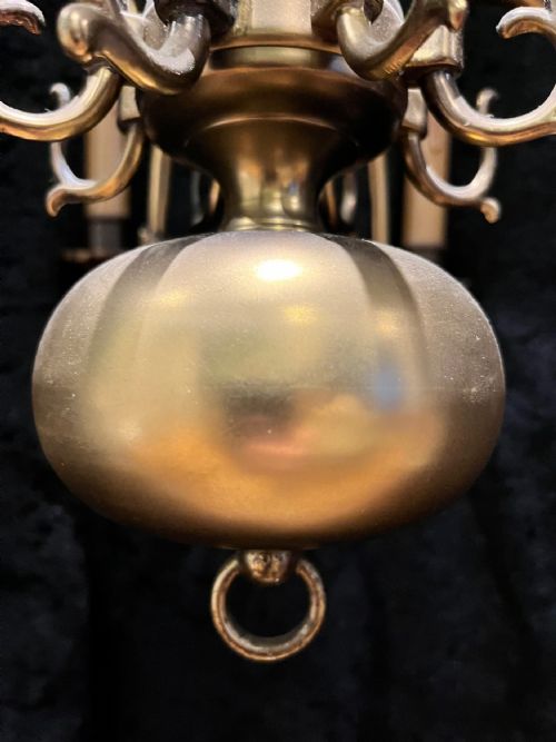 A DUTCH ANTIQUE EIGHT LIGHT PENDANT CHANDELIER C1920 - ADDITIONAL PHOTO 8