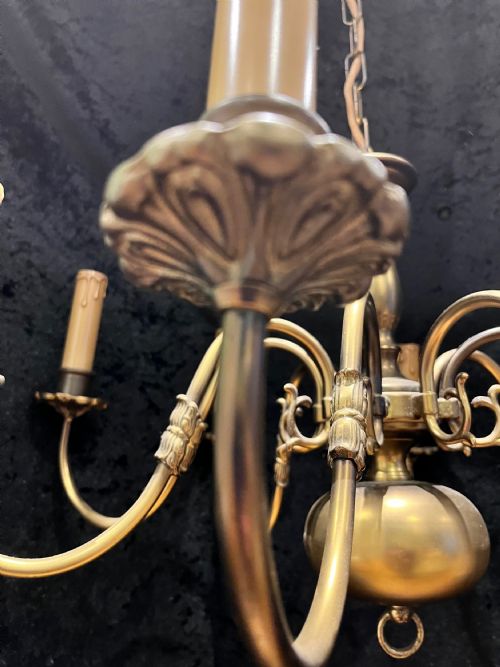 A DUTCH ANTIQUE EIGHT LIGHT PENDANT CHANDELIER C1920 - ADDITIONAL PHOTO 9