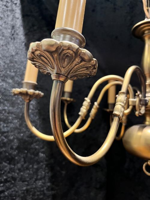 A DUTCH ANTIQUE EIGHT LIGHT PENDANT CHANDELIER C1920 - ADDITIONAL PHOTO 10