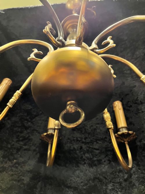 A DUTCH ANTIQUE EIGHT LIGHT PENDANT CHANDELIER C1920 - ADDITIONAL PHOTO 12