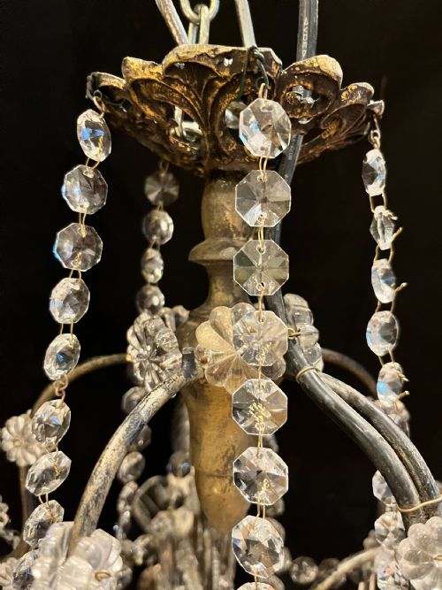 FIVE LIGHT ITALIAN GILT FRAMED ANTIQUE CHANDELIER - ADDITIONAL PHOTO 1