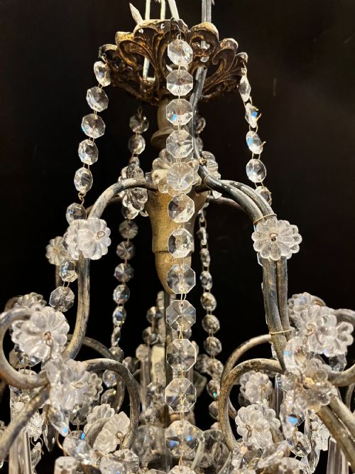 FIVE LIGHT ITALIAN GILT FRAMED ANTIQUE CHANDELIER - ADDITIONAL PHOTO 3