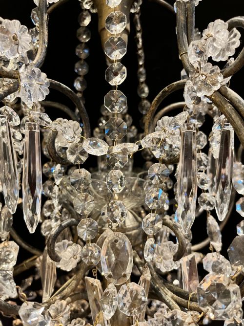 FIVE LIGHT ITALIAN GILT FRAMED ANTIQUE CHANDELIER - ADDITIONAL PHOTO 5