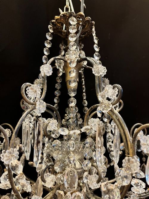 FIVE LIGHT ITALIAN GILT FRAMED ANTIQUE CHANDELIER - ADDITIONAL PHOTO 6