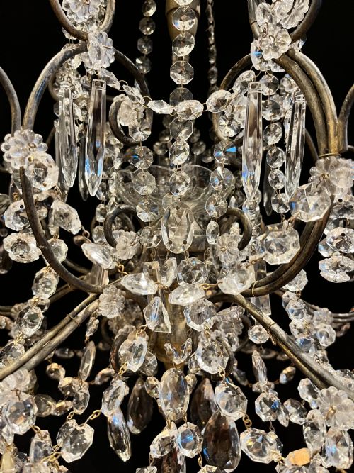 FIVE LIGHT ITALIAN GILT FRAMED ANTIQUE CHANDELIER - ADDITIONAL PHOTO 7
