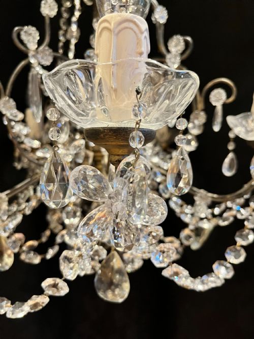 FIVE LIGHT ITALIAN GILT FRAMED ANTIQUE CHANDELIER - ADDITIONAL PHOTO 10