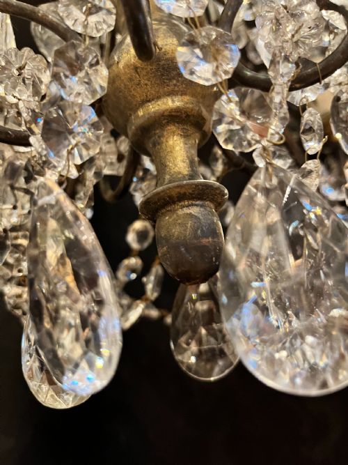 FIVE LIGHT ITALIAN GILT FRAMED ANTIQUE CHANDELIER - ADDITIONAL PHOTO 13