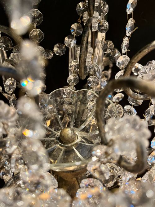 FIVE LIGHT ITALIAN GILT FRAMED ANTIQUE CHANDELIER - ADDITIONAL PHOTO 14
