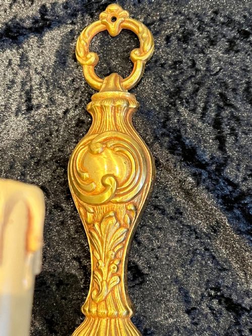 A PAIR OF SINGLE LIGHT BRASS FRENCH ANTIQUE WALLLIGHTS - ADDITIONAL PHOTO 5