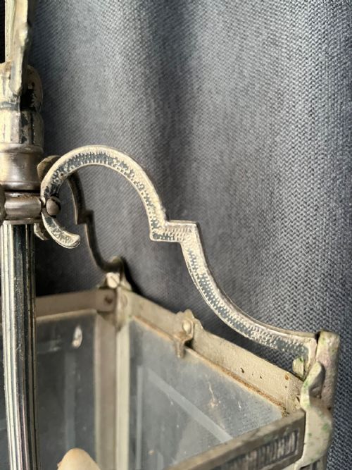 TWO LIGHT FRENCH SQUARE ANTIQUE LANTERN C1920 - ADDITIONAL PHOTO 4