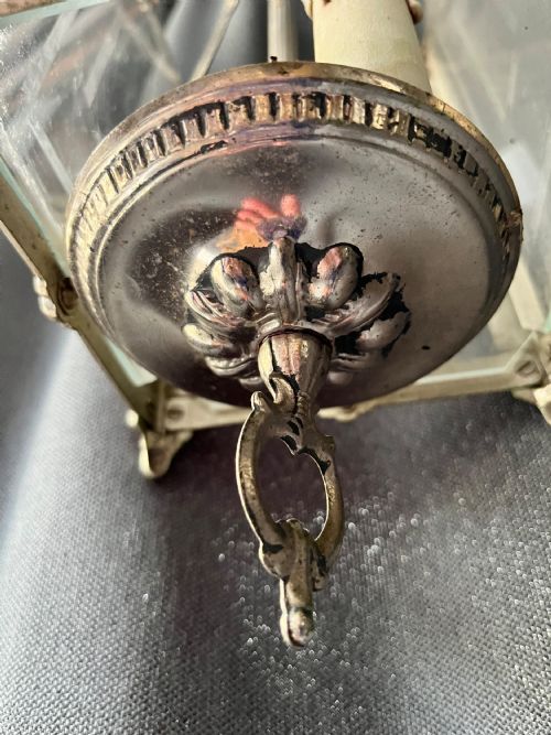 TWO LIGHT FRENCH SQUARE ANTIQUE LANTERN C1920 - ADDITIONAL PHOTO 7