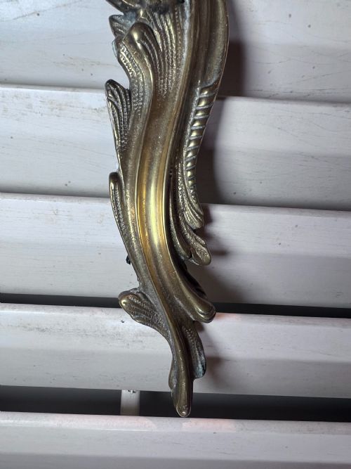 TWO FRENCH TRIPLE ARM GILDED ANTIQUE BRASS WALL LIGHTS - ADDITIONAL PHOTO 7