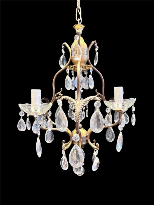 A THREE LIGHT ITALIAN ANTIQUE CHANDELIER