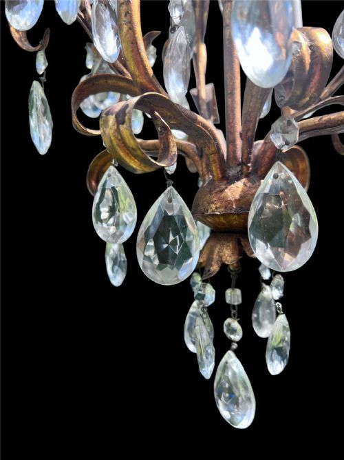 ITALIAN GILT LEAFY CRYSTAL ANTIQUE CHANDELIER - ADDITIONAL PHOTO 7