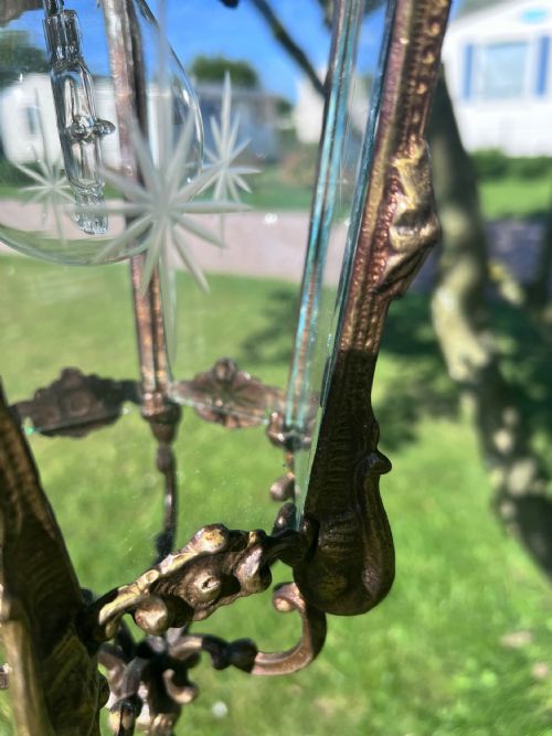 FRENCH BRASS SINGLE LIGHT HALL ANTIQUE LANTERN - ADDITIONAL PHOTO 6