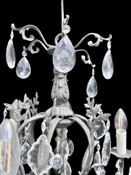 SIX LIGHT BRONZE FRENCH ANTIQUE CHANDELIER - ADDITIONAL PHOTO 1