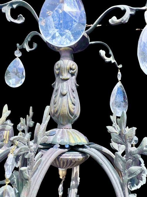 SIX LIGHT BRONZE FRENCH ANTIQUE CHANDELIER - ADDITIONAL PHOTO 2