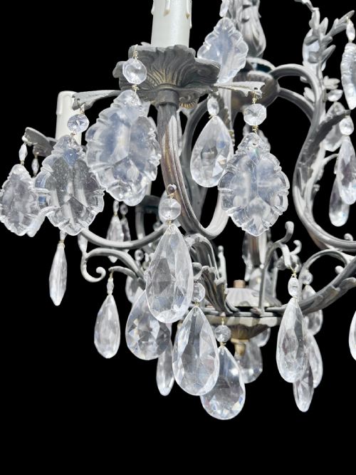 SIX LIGHT BRONZE FRENCH ANTIQUE CHANDELIER - ADDITIONAL PHOTO 3