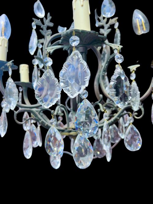 SIX LIGHT BRONZE FRENCH ANTIQUE CHANDELIER - ADDITIONAL PHOTO 5