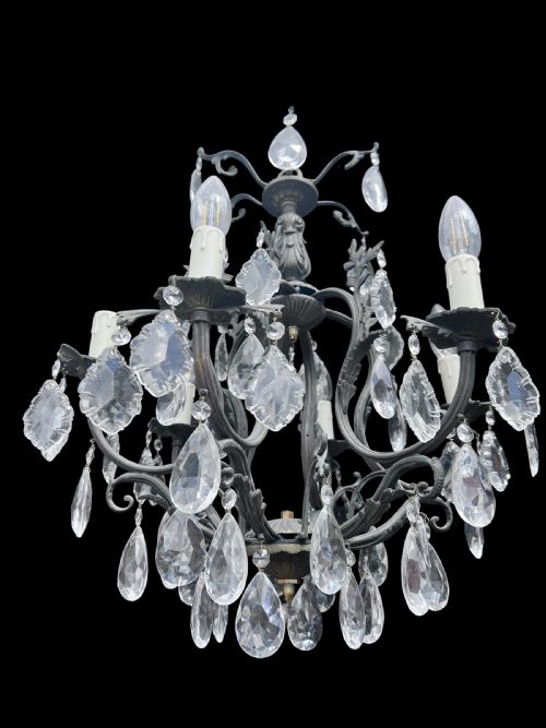 SIX LIGHT BRONZE FRENCH ANTIQUE CHANDELIER - ADDITIONAL PHOTO 6