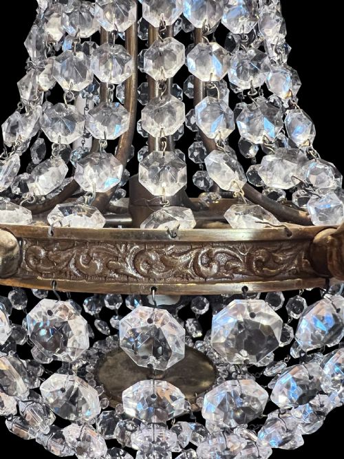 FRENCH TENT AND WATERFALL EMPIRE ANTIQUE CHANDELIER WITH 11 LIGHTS - ADDITIONAL PHOTO 1