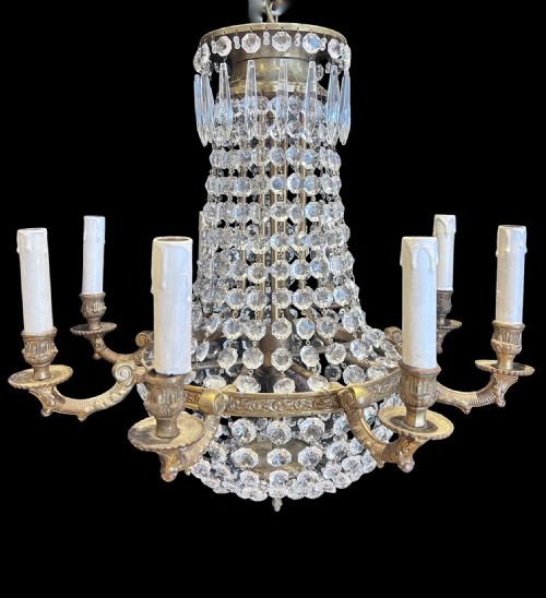 FRENCH TENT AND WATERFALL EMPIRE ANTIQUE CHANDELIER WITH 11 LIGHTS - ADDITIONAL PHOTO 2